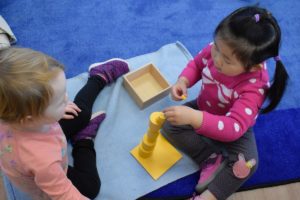 Montessori Kirkland, WA Children playing with blocks