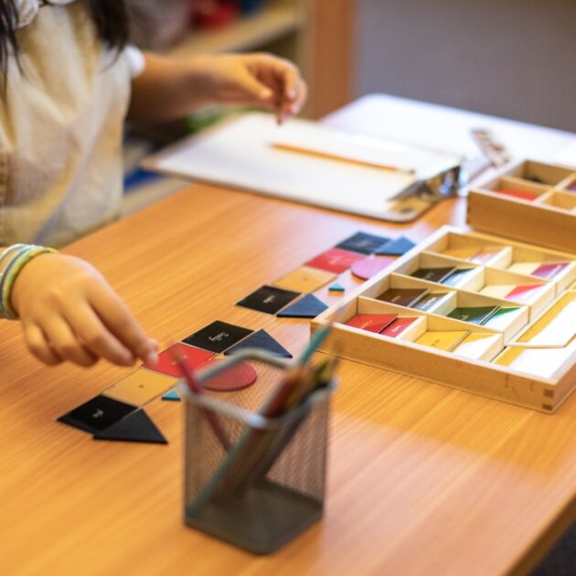 Child using developmental tools.