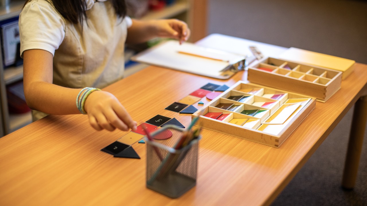 Child using developmental tools.